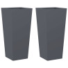Vaso/floreira de jardim 2 pcs 35x35x75 cm aço antracite 2
