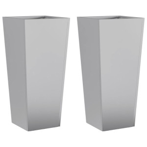 Vaso/floreira de jardim 2 pcs 35x35x75 cm aço galvanizado H