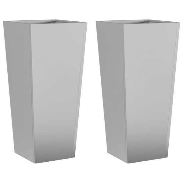 Vaso/floreira de jardim 2 pcs 35x35x75 cm aço galvanizado M 2