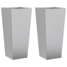 Vaso/floreira de jardim 2 pcs 35x35x75 cm aço galvanizado 2