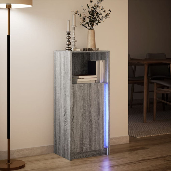 Aparador con LED madera de ingeniería gris Sonoma 42.5x34x100cm M 5