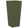 Vaso/floreira de jardim 2 pcs 35x35x75 cm aço verde azeitona 5