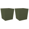 Vaso/floreira de jardim 2 pcs 50x50x50 cm aço verde azeitona 2