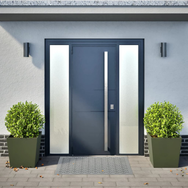 Vaso/floreira de jardim 2 pcs 50x50x50 cm aço verde azeitona M 3