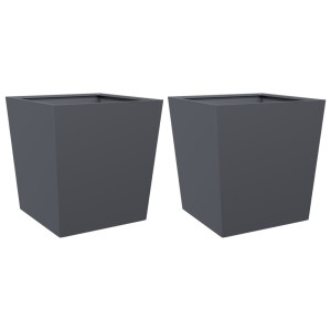 Vaso/floreira de jardim 2 pcs 50x50x50 cm aço antracite H