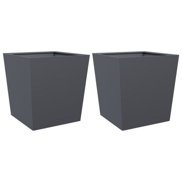 Vaso/floreira de jardim 2 pcs 50x50x50 cm aço antracite M 2