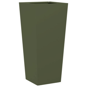 Vaso/floreira de jardim 35x35x75 cm aço verde azeitona H