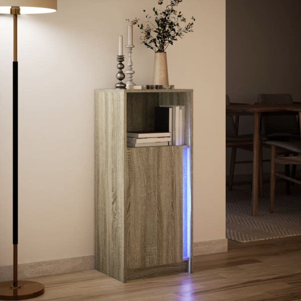 Aparador con LED madera ingeniería roble Sonoma 42.5x34x100 cm M 5