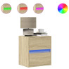Mesitas de noche de pared con luces LED 2 unidades roble Sonoma 2