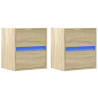Mesas de cabeceira de parede com luzes LED 2pcs carvalho sonoma 5