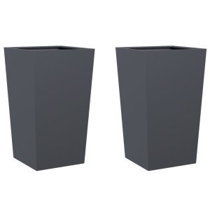 Vaso/floreira de jardim 2 pcs 45x45x75 cm aço antracite H