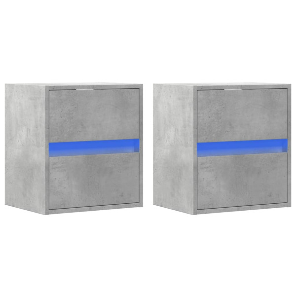 Muebles TV de pared luces LED 2 uds gris hormigón 41x31x45 cm M 3