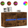 Muebles TV de pared luces LED 2 uds roble ahumado 41x31x45 cm 2