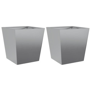 Vaso/floreira de jardim 2 pcs 40x40x40 cm aço galvanizado H