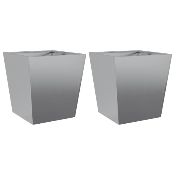Vaso/floreira de jardim 2 pcs 40x40x40 cm aço galvanizado M 2