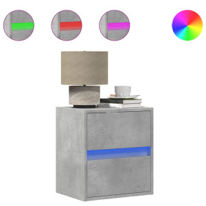 Mueble de TV de pared con luces LED gris hormigón 41x31x45 cm H