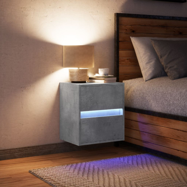 Mueble de TV de pared con luces LED gris hormigón 41x31x45 cm M 5