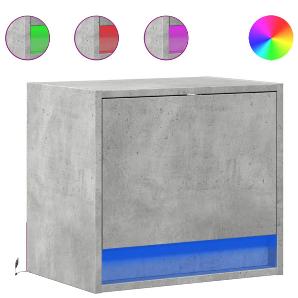 Mesitas de noche de pared con luces LED 2 uds gris hormigón M 2