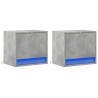 Mesas de cabeceira de parede c/ luzes LED 2pcs cinzento cimento 3