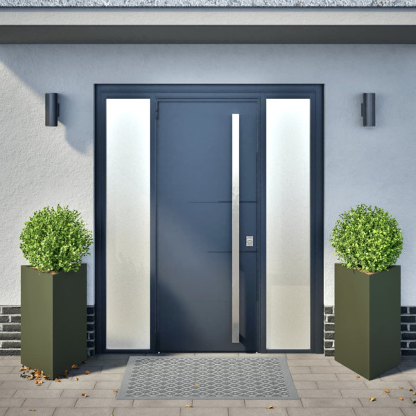 Vaso/floreira triangular 2 pcs 50x43x75 cm aço verde-azeitona M 3