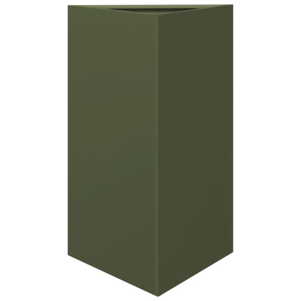 Vaso/floreira triangular 2 pcs 50x43x75 cm aço verde-azeitona M 5