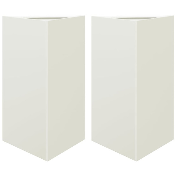 Vaso/floreira de jardim triangular 2 pcs 50x43x75 cm aço branco M 2