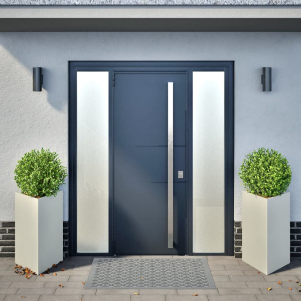 Vaso/floreira de jardim triangular 2 pcs 50x43x75 cm aço branco M 3