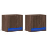 Mesas cabeceira de parede c/ luzes LED 2 pcs carvalho castanho 3