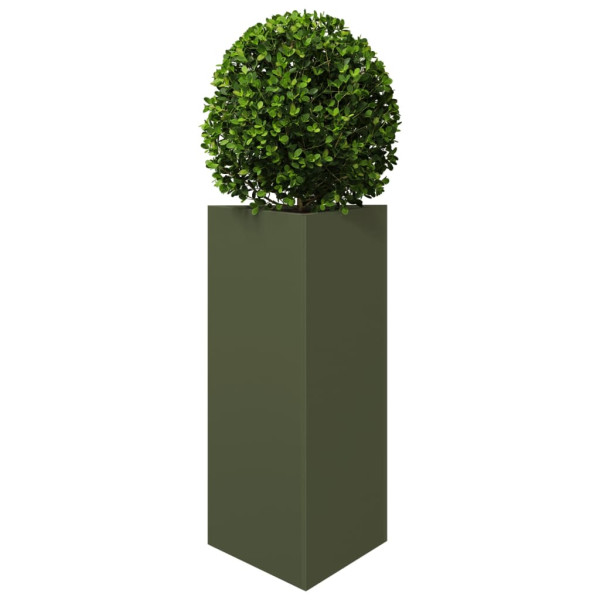 Jardineras triangulares 2 uds acero verde oliva 40x34.5x70 cm M 4