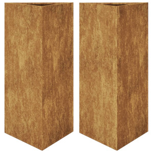 Vaso/floreira 2 pcs triangular 40x40x75 cm aço intempéries H