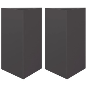 Jardineras triangulares 2 uds acero negro 50x43x75 cm H