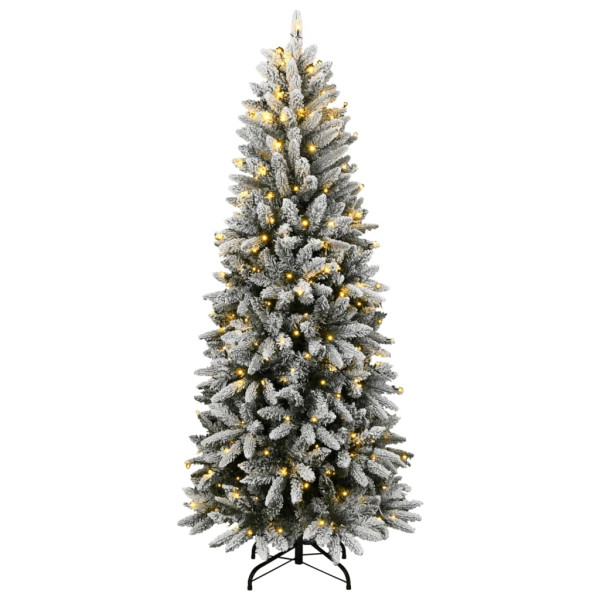 Árbol de Navidad artificial con 150 LEDs y nieve flocada 150 cm M 2