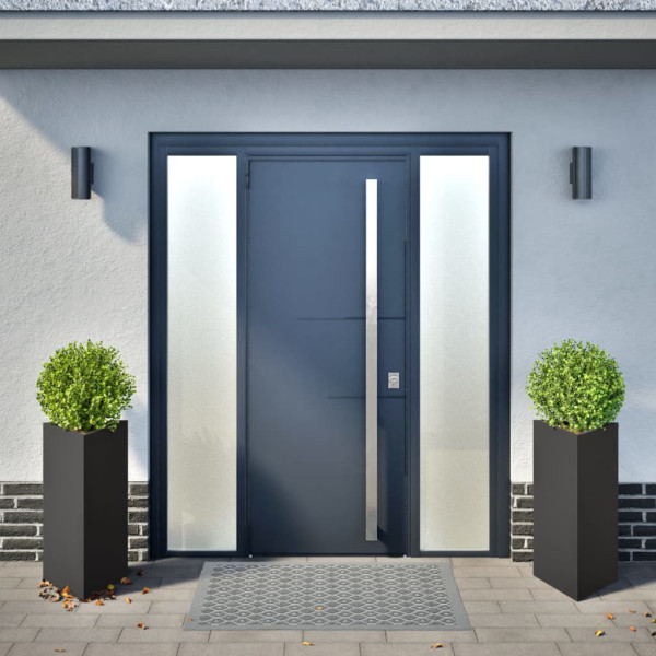 Jardineras triangulares 2 uds acero negro 40x34.5x70 cm M 3