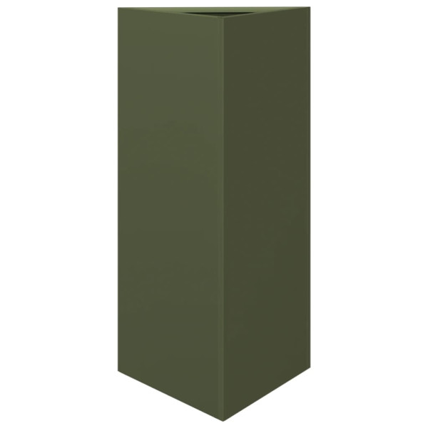 Vaso/floreira jardim triangular 40x34.5x70cm aço verde-azeitona M 2