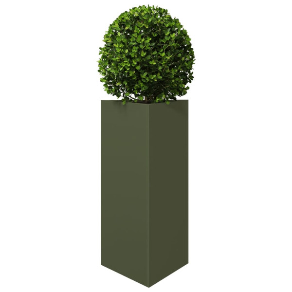 Vaso/floreira jardim triangular 40x34.5x70cm aço verde-azeitona M 3