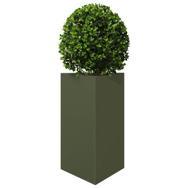 Vaso/floreira jardim triangular 50x43x75 cm aço verde-azeitona M 3