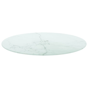 Tablero de mesa diseño mármol vidrio templado blanco Ø60x0.8 cm H