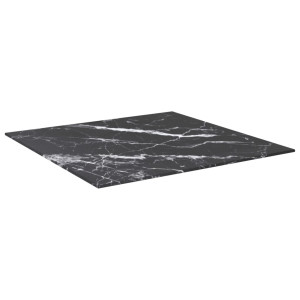 Tablero mesa diseño mármol vidrio templado negro 60x60 cm 6 mm H