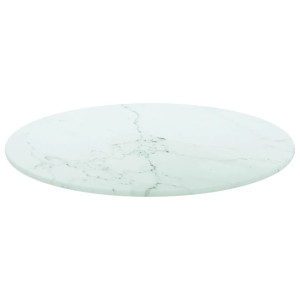 Tablero de mesa diseño mármol vidrio templado blanco Ø40x0.8 cm H