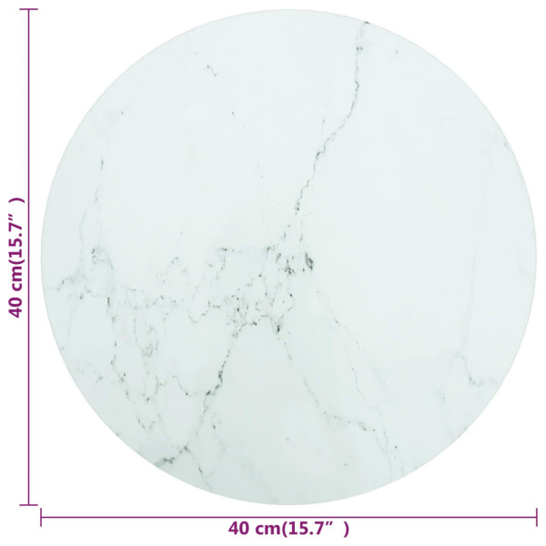 Tampo mesa Ø40x0.8 cm vidro temperado design mármore branco M 4