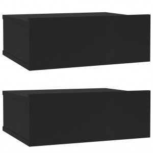 Mesa de cabeceira suspensa 2 pcs derivados de madeira preto H