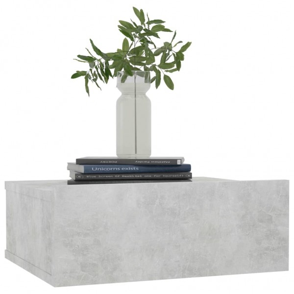 Mesita de noche flotante contrachapada gris hormigón 40x30x15cm M 3