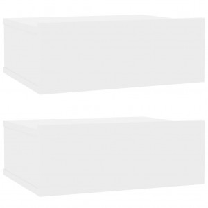 Mesas de cabeceira suspensas 2 pcs 40x30x15 cm branco brilhante H