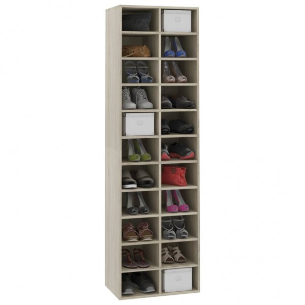 Mueble zapatero de madera contrachapada color roble 54x34x183cm D