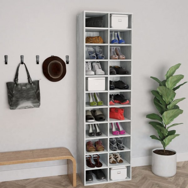 Mueble zapatero de contrachapada gris hormigón 80x35.5x180 cm D