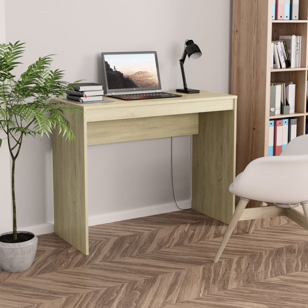 Escritorio de madera contrachapada color roble 90x40x72 cm D