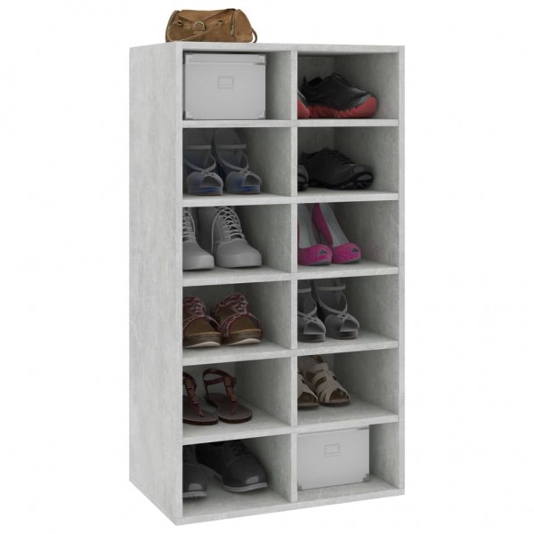 Zapatero de madera contrachapada gris hormigón 54x34x100.5 cm M 3