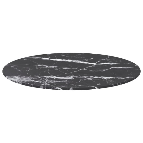 Tablero de mesa diseño mármol vidrio templado negro Ø60x0.8 cm M 2