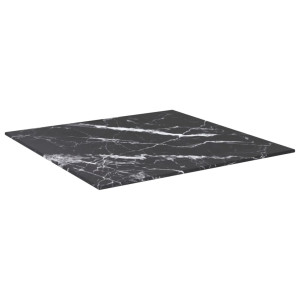 Tablero mesa diseño mármol vidrio templado negro 50x50 cm 6 mm H