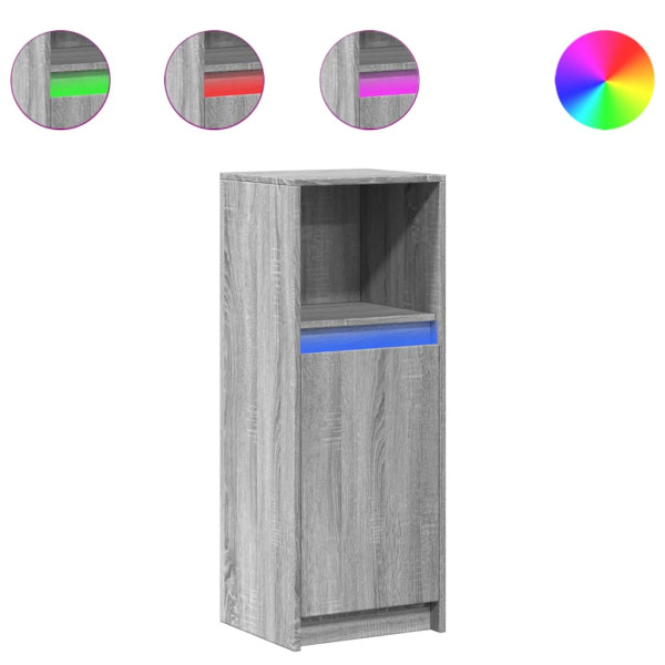 Aparador con LED madera de ingeniería gris Sonoma 38x34x100 cm M 2